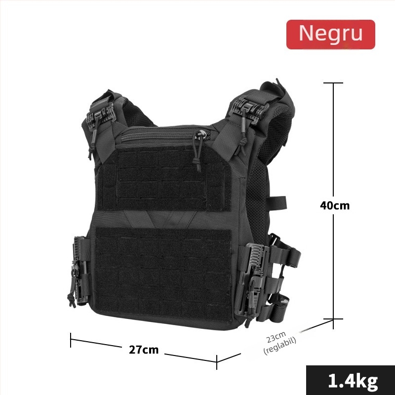 Vesta tactică cu MOLLE, sistem de eliberare rapidă, țesătură poliester, unisex adulți, potrivită pentru tir sportiv