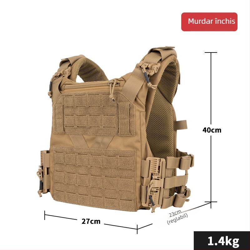 Vesta tactică cu MOLLE, sistem de eliberare rapidă, țesătură poliester, unisex adulți, potrivită pentru tir sportiv