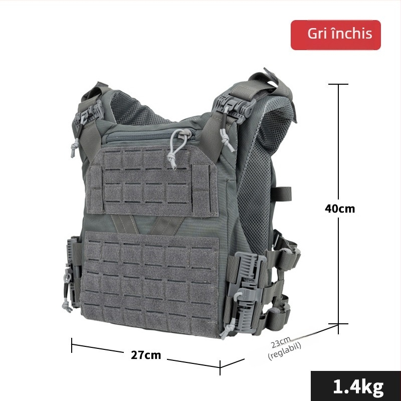 Vesta tactică cu MOLLE, sistem de eliberare rapidă, țesătură poliester, unisex adulți, potrivită pentru tir sportiv