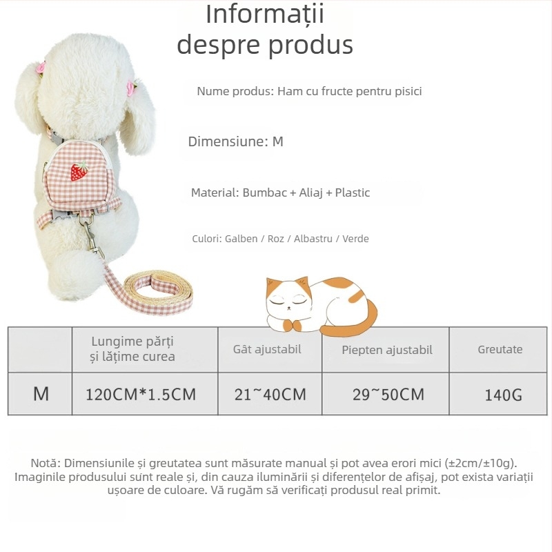 Ham pentru pisică cu lesă, rucsac cu fructe, design în formă de I pentru piept-spate, material din pânză, origine Zhejiang