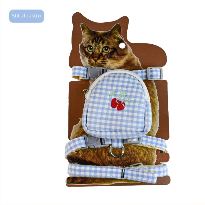 Ham pentru pisică cu lesă, rucsac cu fructe, design în formă de I pentru piept-spate, material din pânză, origine Zhejiang