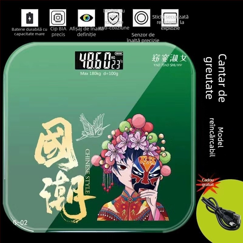 Cântar electronic pentru corp în stil chinezesc, precis, cadou ideal pentru femei