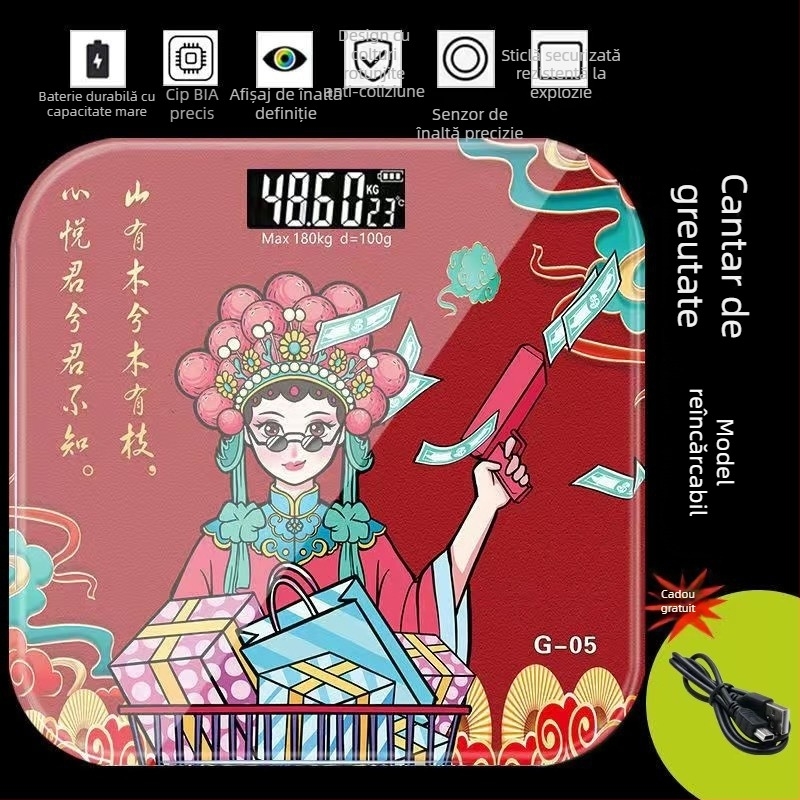 Cântar electronic pentru corp în stil chinezesc, precis, cadou ideal pentru femei