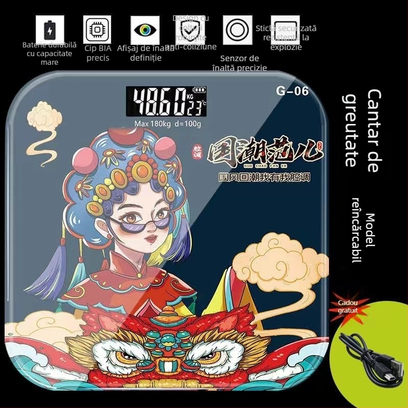 Cântar electronic pentru corp în stil chinezesc, precis, cadou ideal pentru femei
