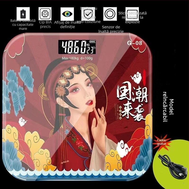 Cântar electronic pentru corp în stil chinezesc, precis, cadou ideal pentru femei