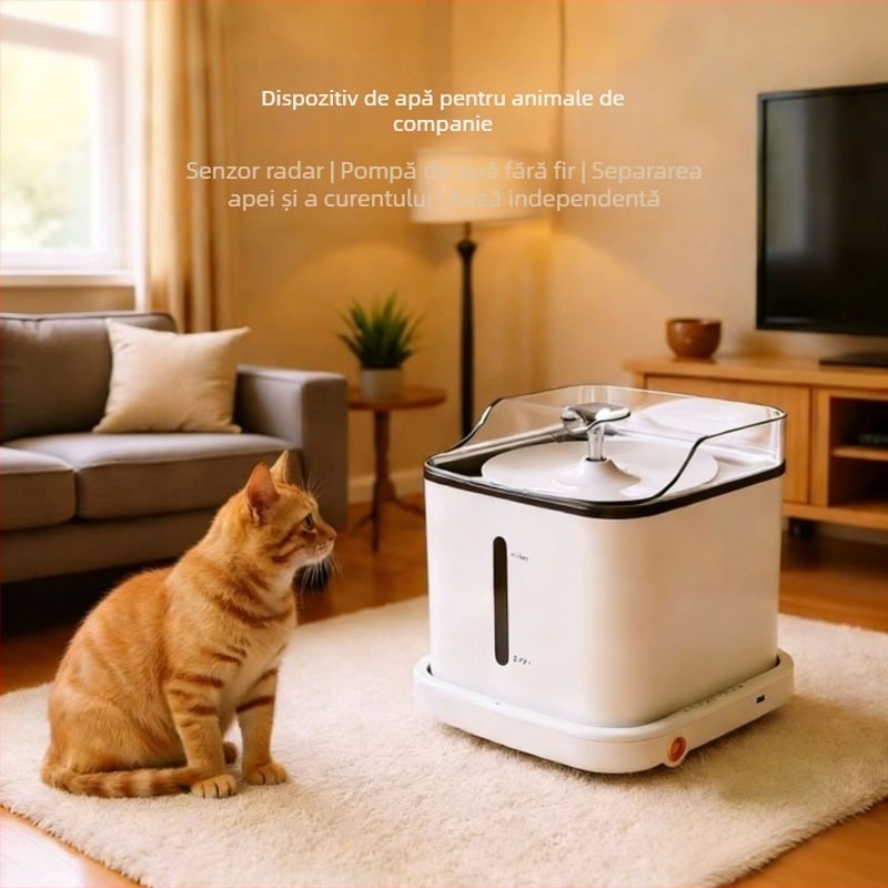 Dispenser inteligent de apă pentru animale de companie, fără fir, pentru pisici și câini, cu separare apă-electricitate