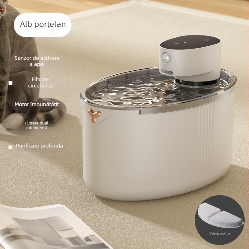 Dispenser de apă inteligent pentru animale de companie cu senzor de proximitate, funcționare silențioasă, separare apă-electricitate, KS800s