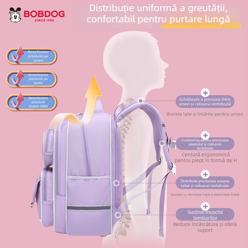 Ghiozdan școlar unisex pentru clasele 1–6, capacitate mare, din material Oxford, respirabil, impermeabil, curele cu pernă de aer