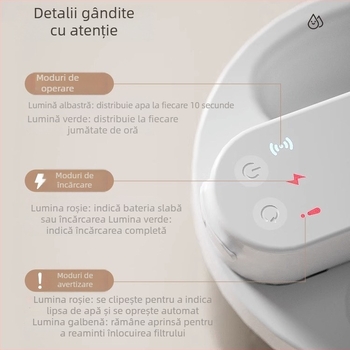 PetTrace Distribuitor de apă fără fir pentru câini și pisici, model P10815, detașabil, 852 g