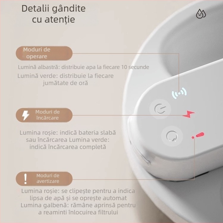 PetTrace Distribuitor de apă fără fir pentru câini și pisici, model P10815, detașabil, 852 g