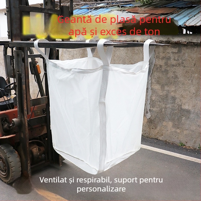 Ton bag ventilat pentru transportul apei, creveților, nisipului și nămolului; formă pătrată; material: țesătură plasă super-dură; capacitate: mai multe dimensiuni; marcă Kaixiu