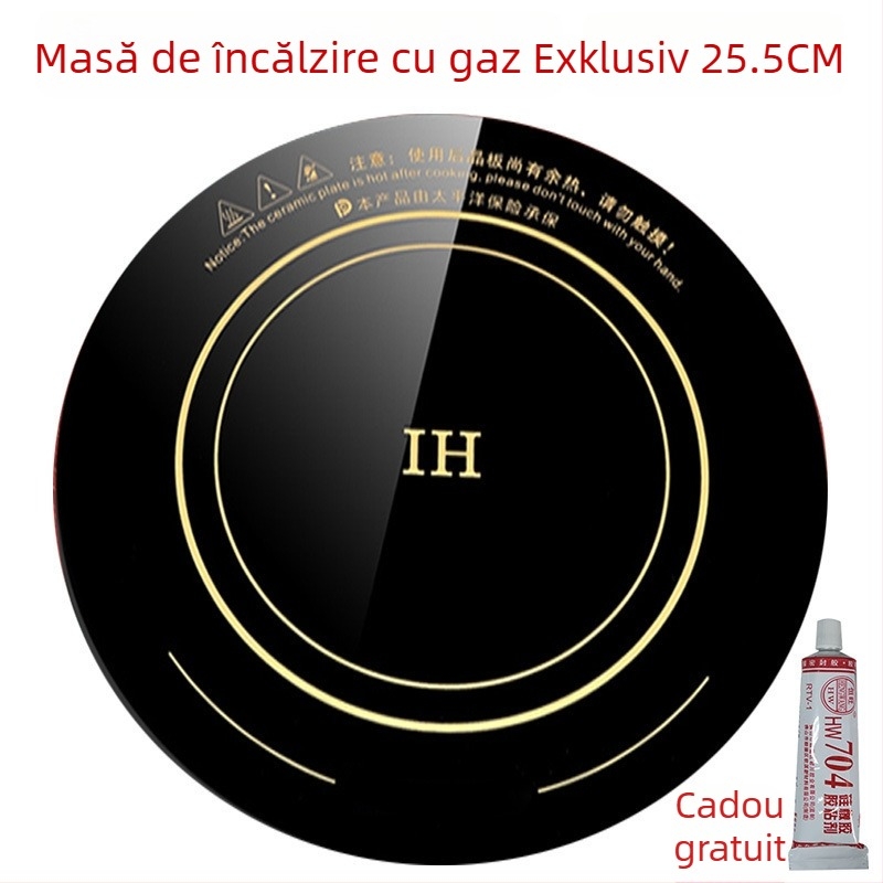 Panou de sticlă pentru încălzire la plita cu inducție, formă rotundă, placă microcristalină – accesoriu pentru plita ceramică electrică