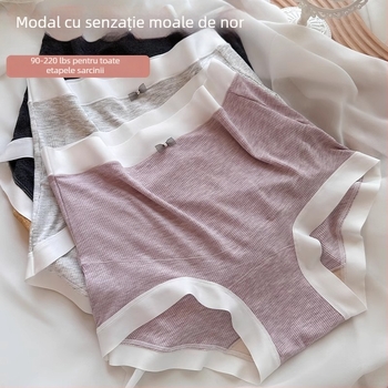 Chiloți de maternitate cu talie înaltă pentru susținerea burții, mărime plus, respirabili, antibacterieni, susținere abdominală, căptușeală din mătase de mulberry, material principal: viscoză