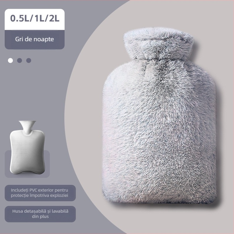 Sac de apă plușat cu PVC dens, umplut cu apă, 300 g, pentru încălzirea mâinilor și picioarelor, încălzire în pat, încălzire menstruală