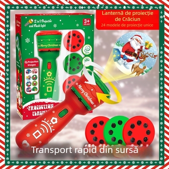 Lanternă de proiecție, jucărie educativă pentru copii, modele luminoase, stimulează vederea și dezvoltarea cognitivă, vârsta 4–6 ani, plastic