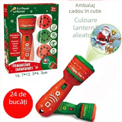 Lanternă de proiecție, jucărie educativă pentru copii, modele luminoase, stimulează vederea și dezvoltarea cognitivă, vârsta 4–6 ani, plastic