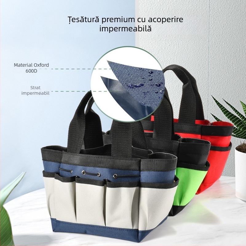 Geantă de unelte din pânză Oxford, rezistentă la uzură, impermeabilă, portabilă, multifuncțională pentru grădină