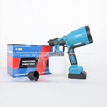 Pistol de vopsit fără fir, design compact, baterie litiu reîncărcabilă, 20V