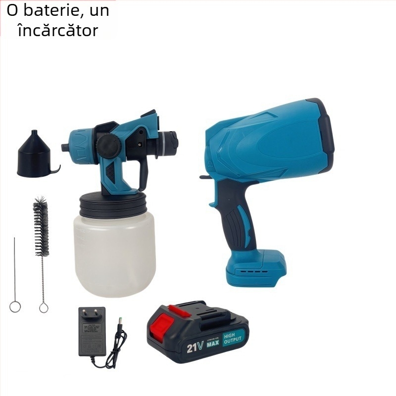 Pistol de pulverizare pentru vopsea latex - baterie litiu reîncărcabilă, presiune înaltă, 21V, pentru vopsire și pulverizare apă (baterie litiu reîncărcabilă, 21V, vopsea latex și apă)