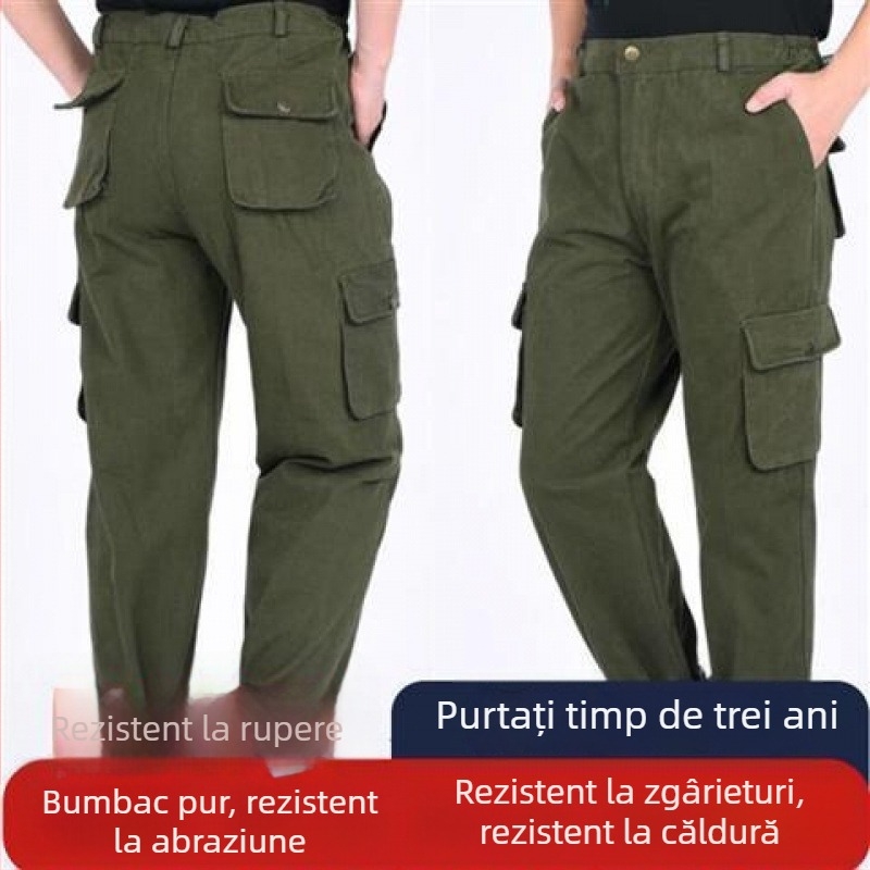 Pantaloni tactici pentru băieți, croială slim cu talie elastică, stil militar, primăvară-toamnă, pantaloni de antrenament cu mai multe buzunare pentru exterior