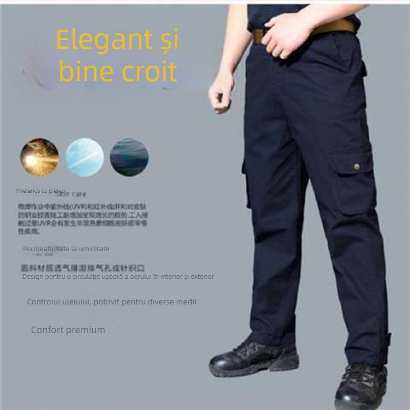 Pantaloni tactici pentru băieți, croială slim cu talie elastică, stil militar, primăvară-toamnă, pantaloni de antrenament cu mai multe buzunare pentru exterior