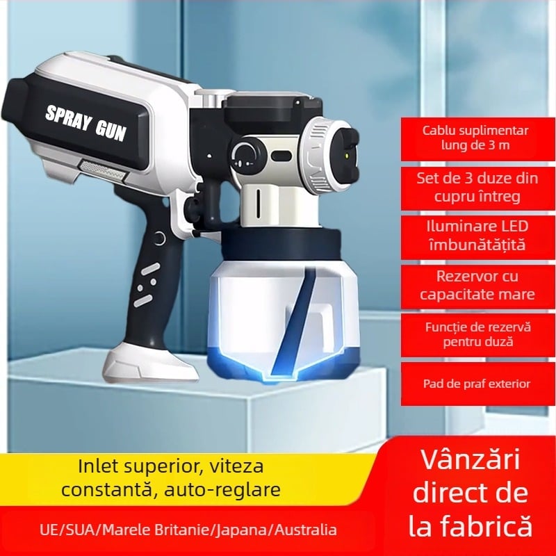 Pistol electric de pulverizare pentru vopsire, cu iluminare LED, pulverizare dezinfectant detașabilă, model BLS-59, 21-220V