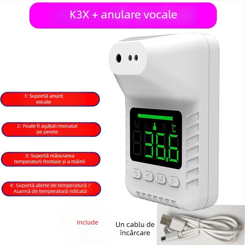 Termometru infraroșu fără contact K3+ / K3X, complet automat, măsurarea temperaturii corpului la temperaturi scăzute