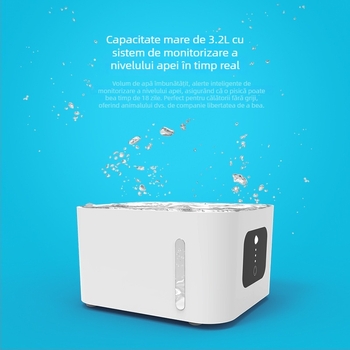 Dispenser de apă pentru animale de companie, cu senzor, 4 L capacitate, filtrare profundă, apă circulantă