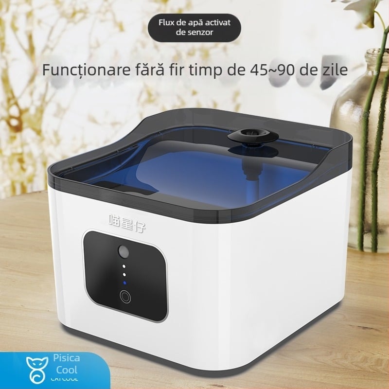 Dispenser de apă pentru animale de companie, cu senzor, 4 L capacitate, filtrare profundă, apă circulantă