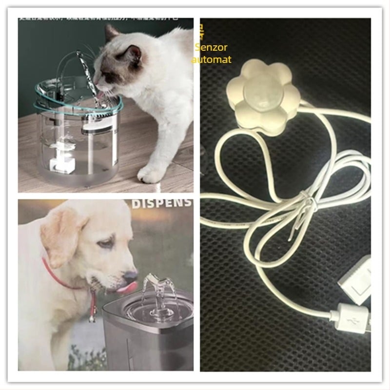 Fântână automată de apă pentru animale de companie, cu fereastră de vizualizare, pentru pisici și câini, circulație liniștită și filtrare automată