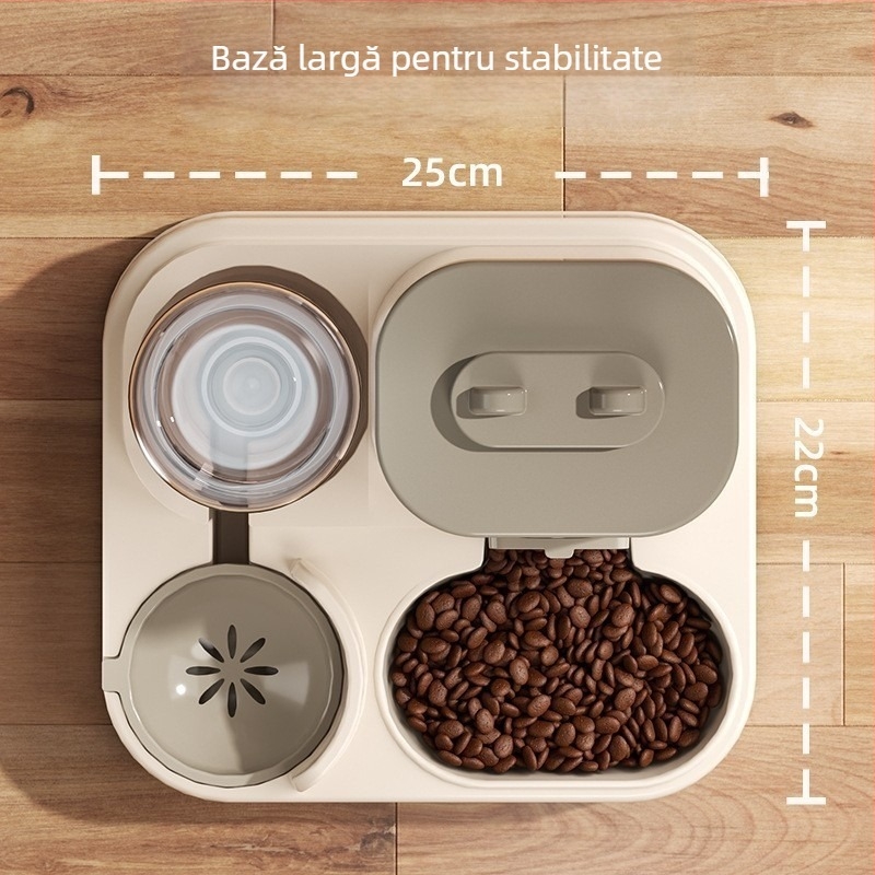 Hrănitor automat 2-in-1 pentru pisici, cu hrană uscată și umedă, fără cablu, bol de apă, controlat prin aplicație