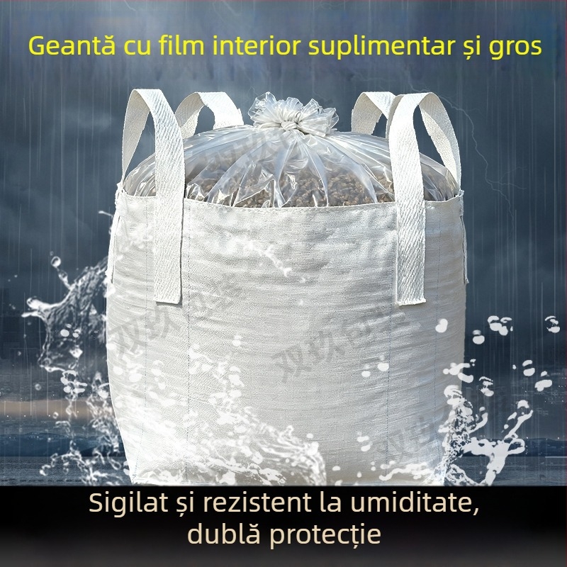 Ton bag cu folie interioară, încărcare 1000 kg, material PE, dublu strat impermeabil și uscat, pentru depozitarea cimentului, imprimare logo