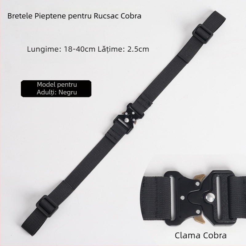 Bretea din nylon pentru rucsac, anti-derapaj, cataramă din aliaj Cobra, multifuncțional