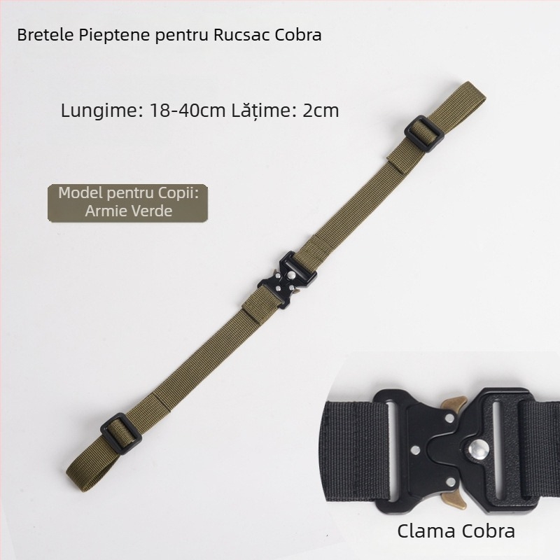Bretea din nylon pentru rucsac, anti-derapaj, cataramă din aliaj Cobra, multifuncțional