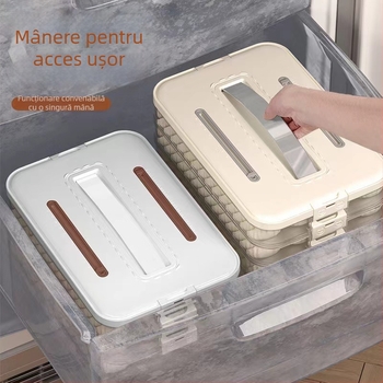Cutie de depozitare pentru dumplings – plastic alimentar, marca Hani, stil simplu și modern, design stivuabil