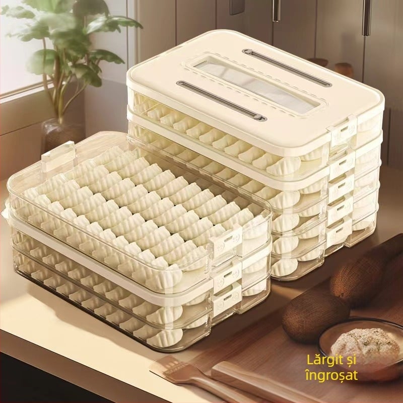 Cutie de depozitare pentru dumplings – plastic alimentar, marca Hani, stil simplu și modern, design stivuabil