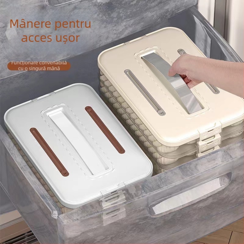 Cutie de depozitare pentru dumplings – plastic alimentar, marca Hani, stil simplu și modern, design stivuabil
