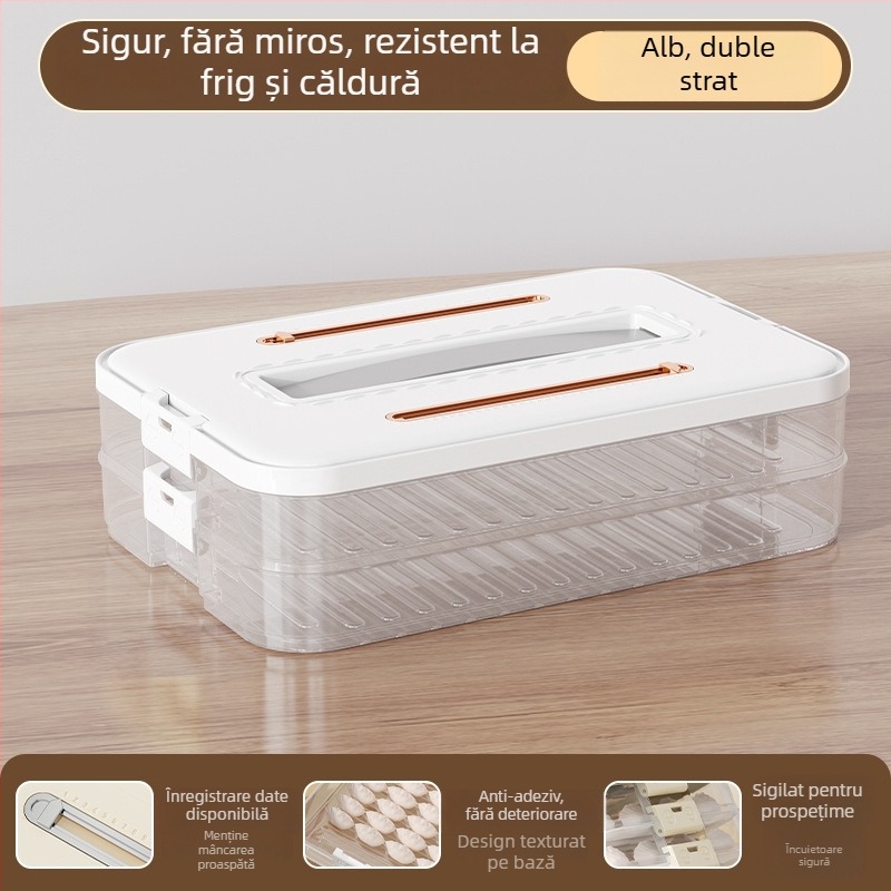 Cutie de depozitare pentru dumplings – plastic alimentar, marca Hani, stil simplu și modern, design stivuabil