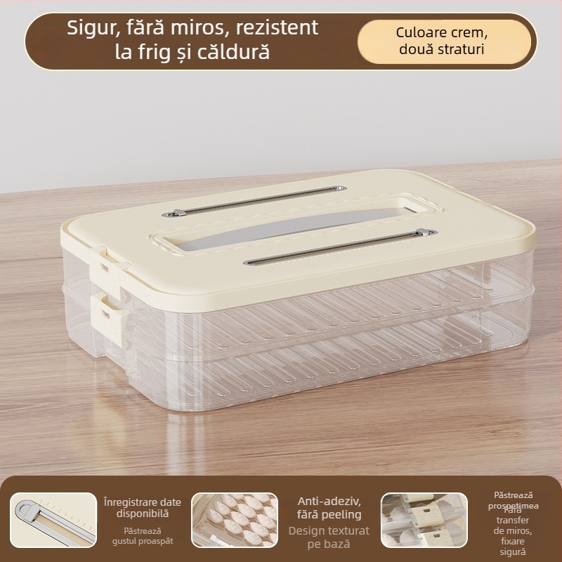Cutie de depozitare pentru dumplings – plastic alimentar, marca Hani, stil simplu și modern, design stivuabil