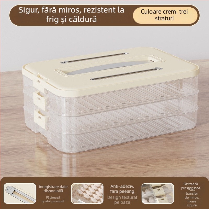 Cutie de depozitare pentru dumplings – plastic alimentar, marca Hani, stil simplu și modern, design stivuabil