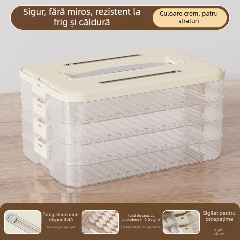 Cutie de depozitare pentru dumplings – plastic alimentar, marca Hani, stil simplu și modern, design stivuabil
