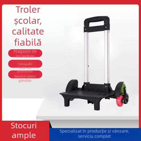 Superior Mold braț de tragere pentru ghiozdan din aliaj de aluminiu, atașament detașabil pliabil pentru rucsac, sistem cu trei roți pentru urcarea scărilor