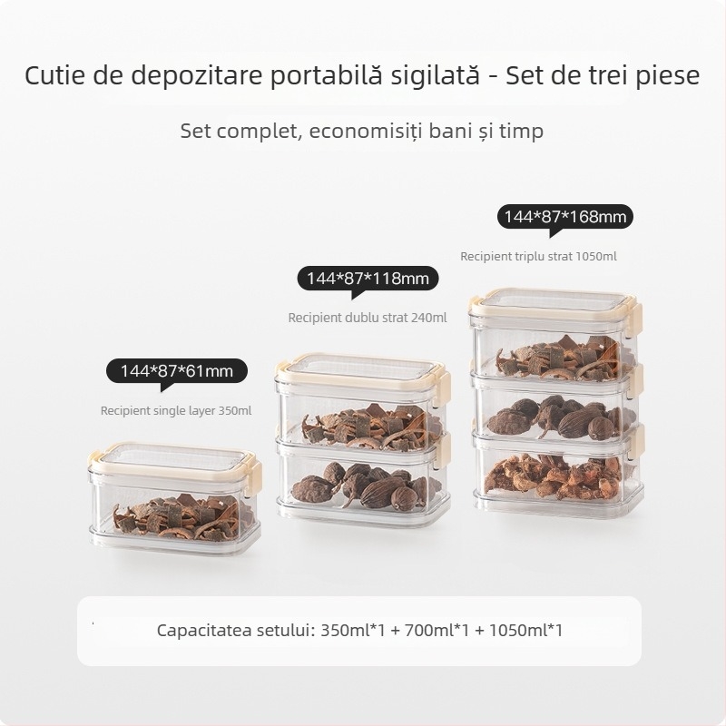 Cutie de depozitare alimentară din plastic, dreptunghiulară, etanșă, 1–2 L, set de 24 de bucăți, design minimalist