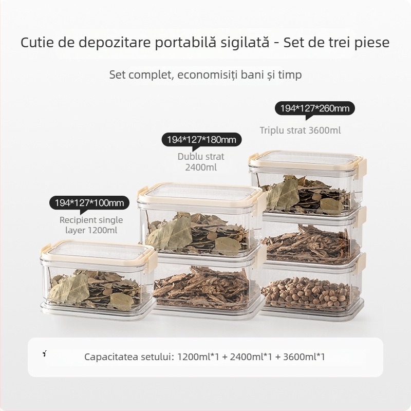 Cutie de depozitare alimentară din plastic, dreptunghiulară, etanșă, 1–2 L, set de 24 de bucăți, design minimalist