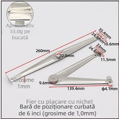 Știft de ușă pentru dulap, 6 inch, aliaj pliat, cu suport de poziționare