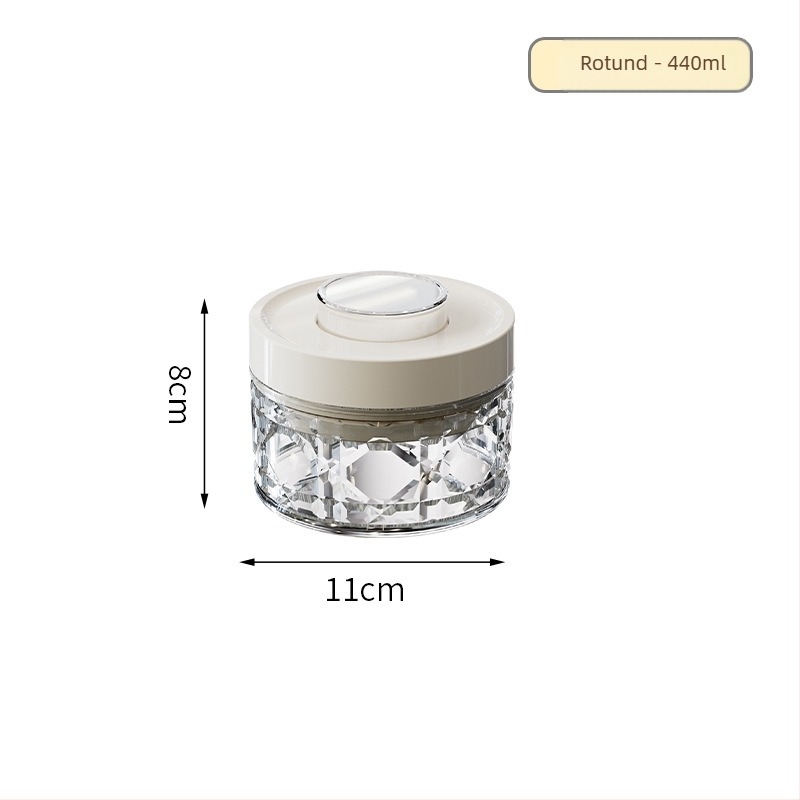 Recipient plastic de depozitare cu capac etanș, transparent, 301–500 ml, potrivit pentru cereale, nuci, ceai și gustări, stil modern minimalist