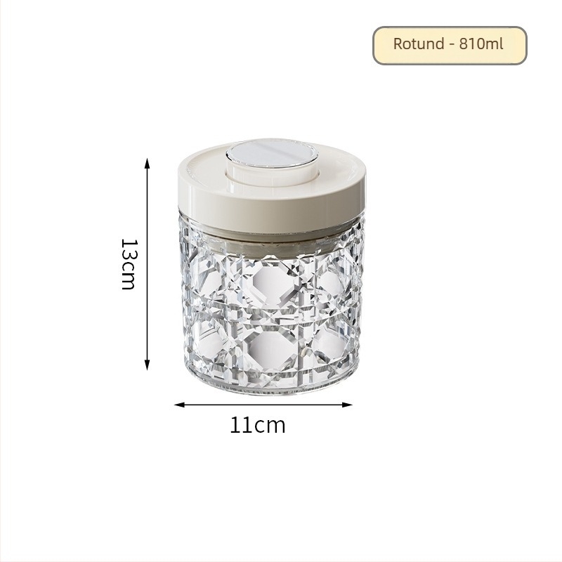 Recipient plastic de depozitare cu capac etanș, transparent, 301–500 ml, potrivit pentru cereale, nuci, ceai și gustări, stil modern minimalist