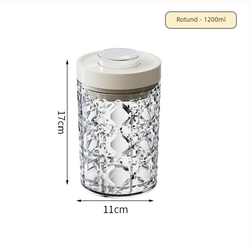 Recipient plastic de depozitare cu capac etanș, transparent, 301–500 ml, potrivit pentru cereale, nuci, ceai și gustări, stil modern minimalist