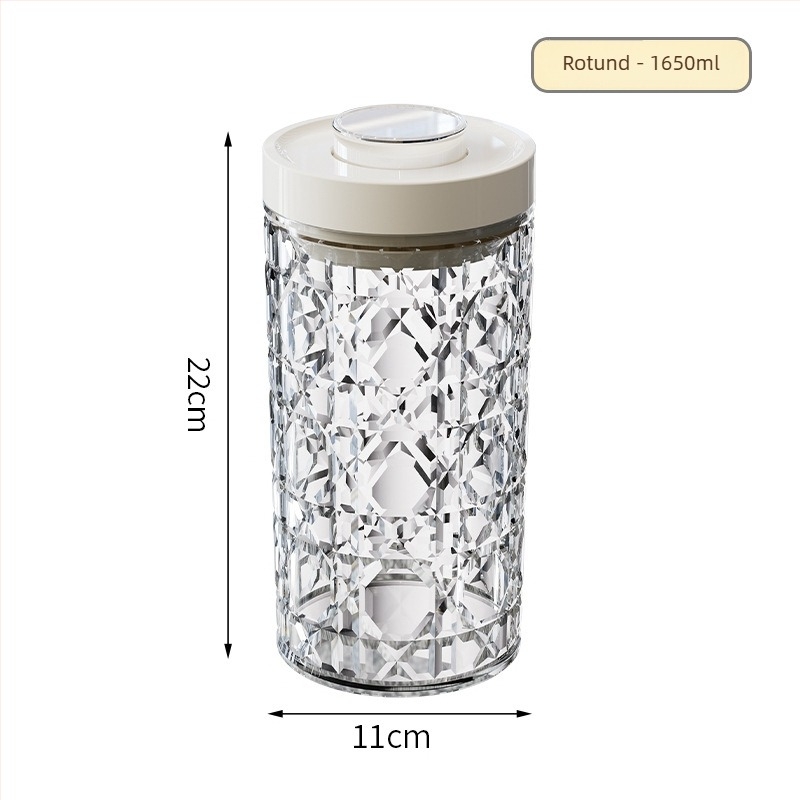Recipient plastic de depozitare cu capac etanș, transparent, 301–500 ml, potrivit pentru cereale, nuci, ceai și gustări, stil modern minimalist