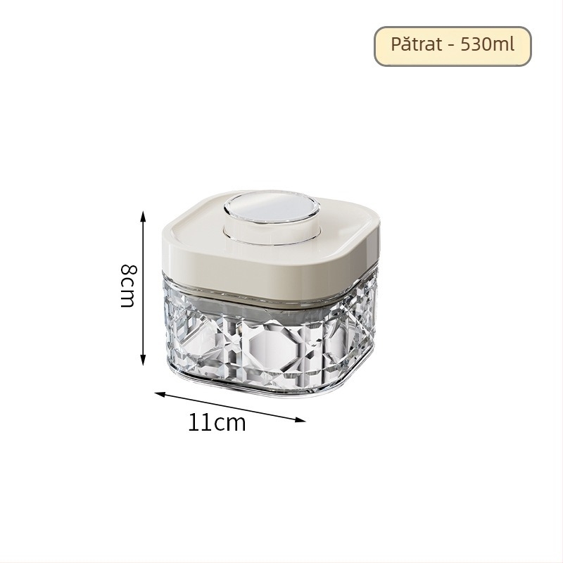 Recipient plastic de depozitare cu capac etanș, transparent, 301–500 ml, potrivit pentru cereale, nuci, ceai și gustări, stil modern minimalist
